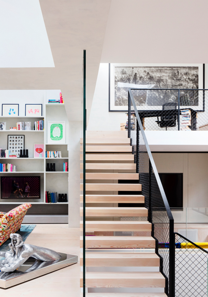 View of a staircase in a duplex living area - Former Artist's Studio #1, Chelsea