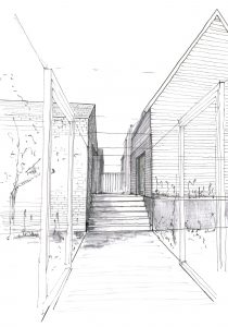 A technical drawing of a converted barn